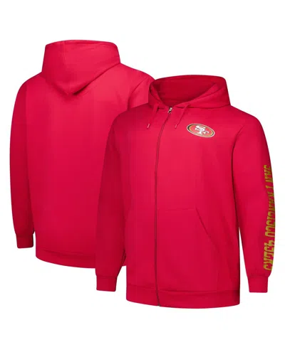 Fanatics Men's Scarlet San Francisco 49ers Big Tall Sleeve Hit Full-zip Hoodie In Multi