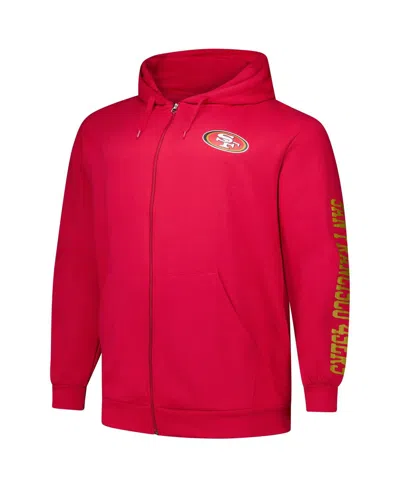 Fanatics Men's Scarlet San Francisco 49ers Big Tall Sleeve Hit Full-zip Hoodie In Multi