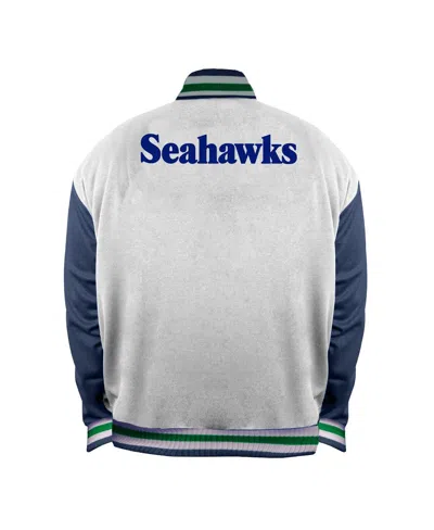 Mitchell & Ness Women's White Seattle Seahawks Throwback Plus Size Full-snap Satin Jacket In White