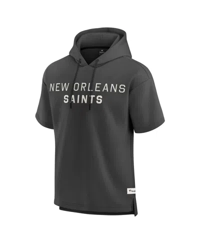 Fanatics Men's Charcoal New Orleans Saints Elements Future Ground Lettering Short Sleeve Pullover Hoodie In Gray