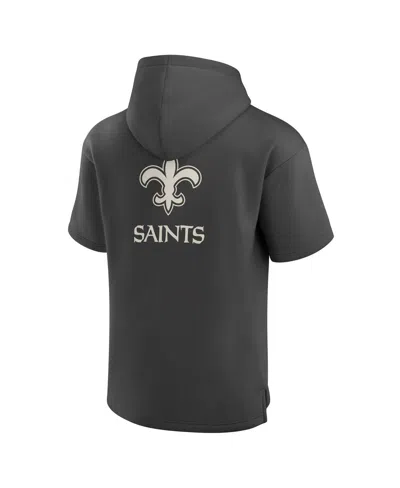 Fanatics Men's Charcoal New Orleans Saints Elements Future Ground Lettering Short Sleeve Pullover Hoodie In Gray