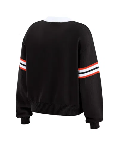 Wear By Erin Andrews Women's Black Cincinnati Bengals Lace-up Sweater In Blue