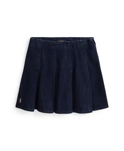Polo Ralph Lauren Pleated Denim Skirt In Blue