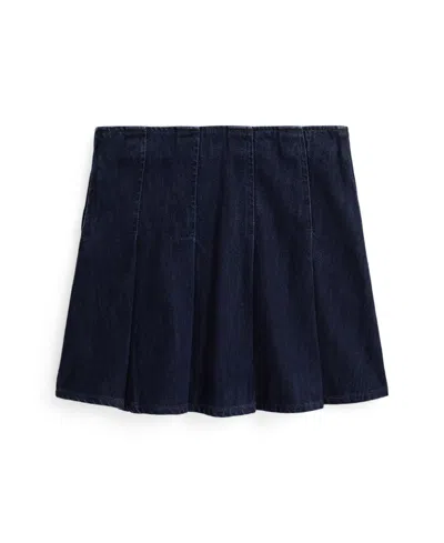 Polo Ralph Lauren Pleated Denim Skirt In Blue
