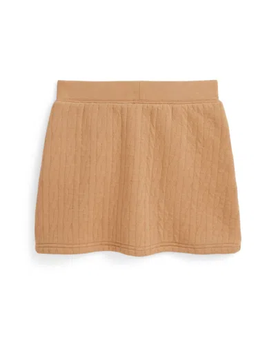 Polo Ralph Lauren Girls 7-16 Quilted Cable-motif Skirt In Brown
