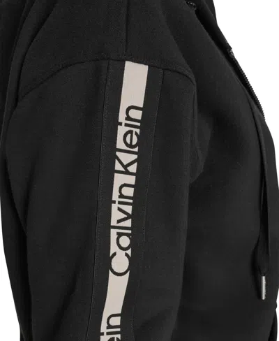 Calvin Klein Women's Fleece Logo Tape Hoodie Jacket In Black