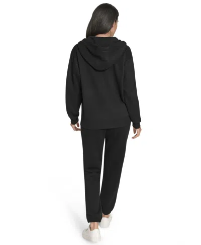 Calvin Klein Women's Fleece Logo Tape Hoodie Jacket In Black