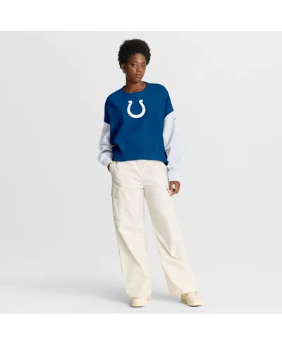 Nike Women's Royal Indianapolis Colts Oversized Color-block Pullover Sweatshirt In Blue