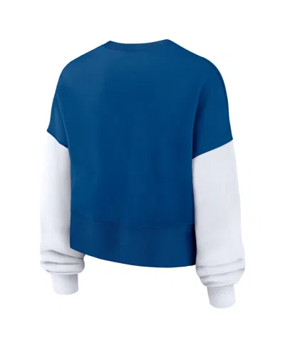 Nike Women's Royal Indianapolis Colts Oversized Color-block Pullover Sweatshirt In Blue