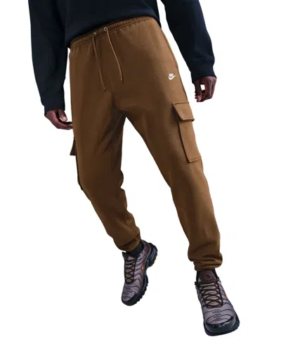 Nike Embroidered-logo Track Pants In Brown
