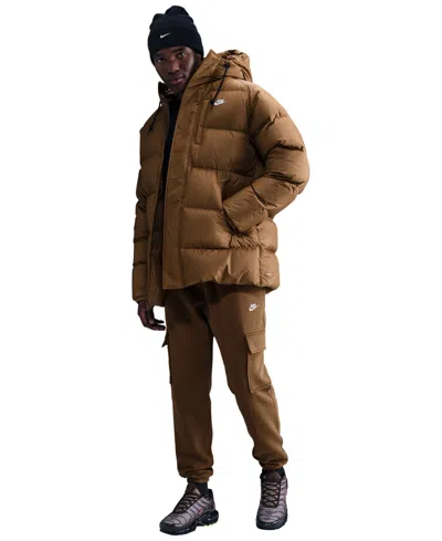 Nike Embroidered-logo Track Pants In Brown