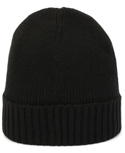 Tommy Hilfiger Ribbed Logo-plaque Beanie In Black