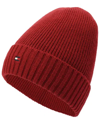 Tommy Hilfiger Men's Core Flag Rib Cuff Hat In Red