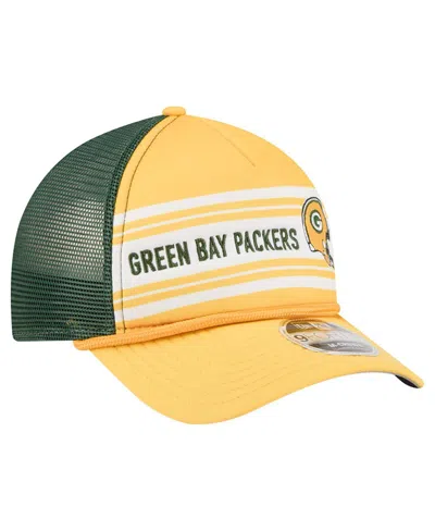 New Era Men's Gold Green Bay Packers Linear A-frame 9forty Adjustable Hat In Multi