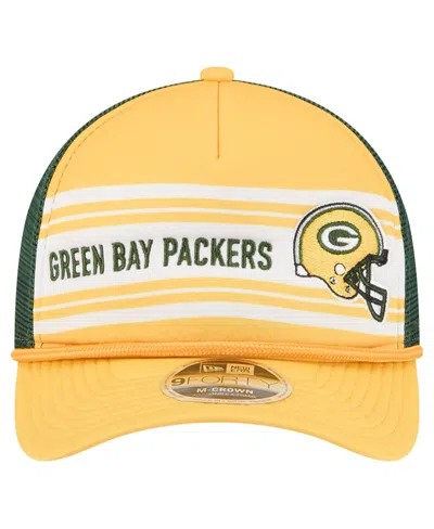 New Era Men's Gold Green Bay Packers Linear A-frame 9forty Adjustable Hat In Multi
