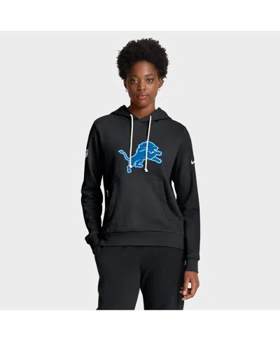 Nike Black Detroit Lions Throwback Sideline Standard Issue Dri-fit Hoodie In Black