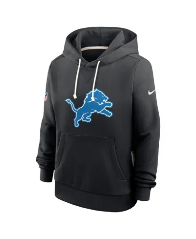 Nike Black Detroit Lions Throwback Sideline Standard Issue Dri-fit Hoodie In Black