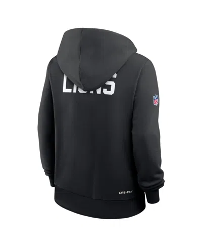 Nike Black Detroit Lions Throwback Sideline Standard Issue Dri-fit Hoodie In Black