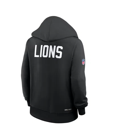 Nike Black Detroit Lions Throwback Sideline Standard Issue Dri-fit Hoodie In Black