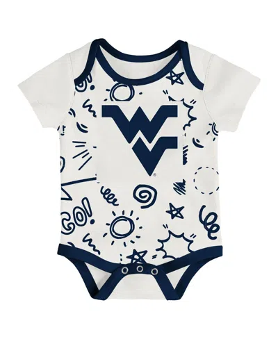 Outerstuff Baby Boys And Girls 3-pack West Virginia Mountaineers All Day Play Bodysuit Set In Gold