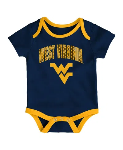 Outerstuff Baby Boys And Girls 3-pack West Virginia Mountaineers All Day Play Bodysuit Set In Gold