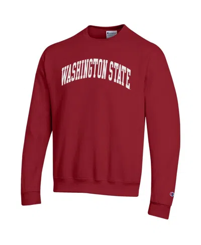 Champion Men's Crimson Washington State Cougars Basic Arch Fleece Pullover Sweatshirt In Red