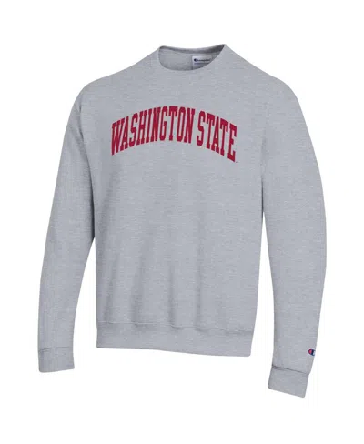 Champion Men's Heather Gray Washington State Cougars Basic Arch Fleece Pullover Sweatshirt In Gray