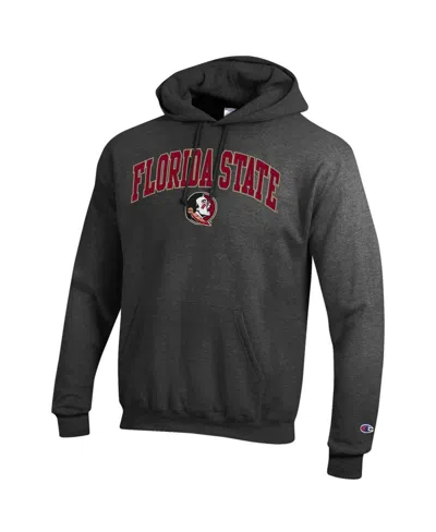 Champion Men's Charcoal Florida State Seminoles Arched Logo Fleece Pullover Hoodie In Gray