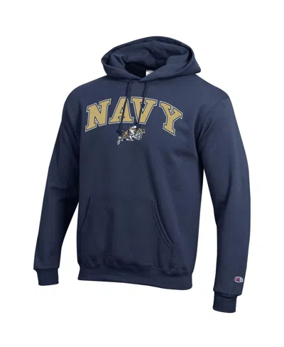 Champion Men's Navy Midshipmen Arched Logo Fleece Pullover Hoodie In Blue