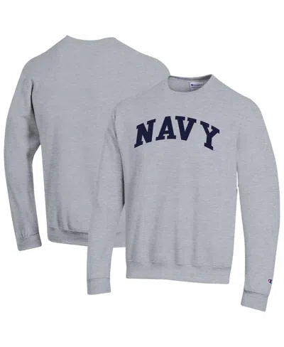 Champion Heather Gray Navy Midshipmen Basic Arch Fleece Pullover Sweatshirt In Gray