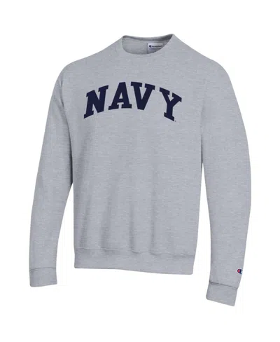 Champion Heather Gray Navy Midshipmen Basic Arch Fleece Pullover Sweatshirt In Gray
