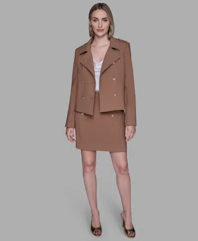 Karl Lagerfeld Sailor Button Cross Skirt In Brown