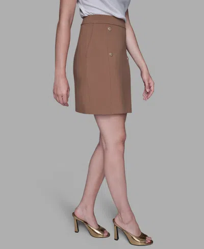 Karl Lagerfeld Sailor Button Cross Skirt In Brown