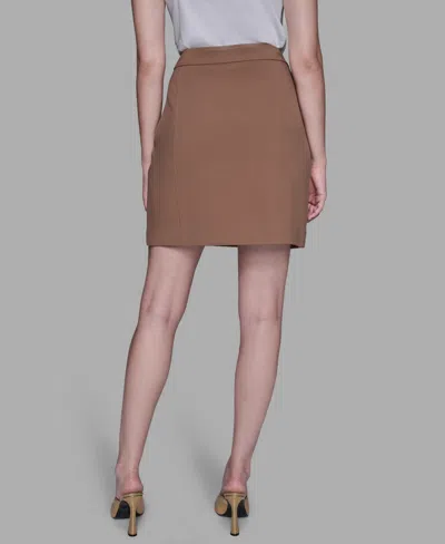 Karl Lagerfeld Sailor Button Cross Skirt In Brown