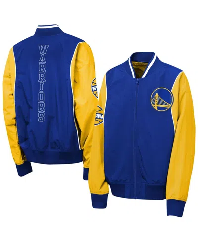 Outerstuff Big Boys And Girls Royal/gold Golden State Warriors Two-pointer Full-zip Windbreaker Jacket In Multi