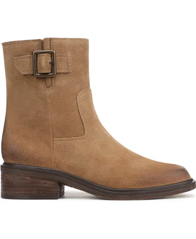 Franco Sarto Women's Gillian Round Toe Zip Short Boots In Brown