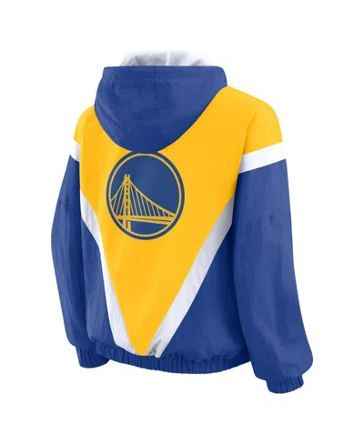 Wear By Erin Andrews Women's Gold/royal Golden State Warriors Color-block Full-zip Windbreaker Jacket In Multi