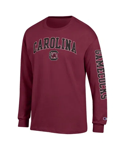 Champion Men's Garnet South Carolina Gamecocks Arch Over Logo 2-hit Long Sleeve T-shirt In Burgundy