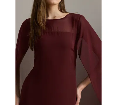 Ralph Lauren Women's Crew Neck Cape Gown In Burgundy
