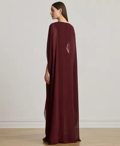 Ralph Lauren Women's Crew Neck Cape Gown In Burgundy