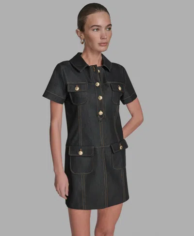 Bcbg Women's Short Sleeve Shirt Dress In Black