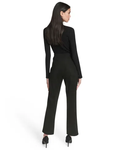Halston Suede Split Front Pull On Pant In Black