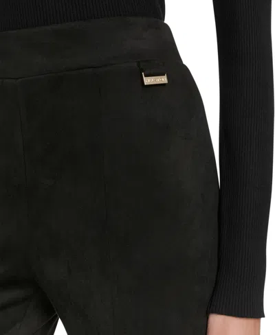 Halston Suede Split Front Pull On Pant In Black