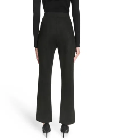 Halston Suede Split Front Pull On Pant In Black