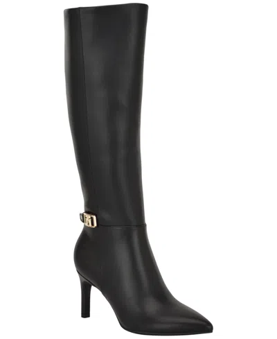 Tommy Hilfiger Logo Hardware Pointed Toe Heeled Boot In Black
