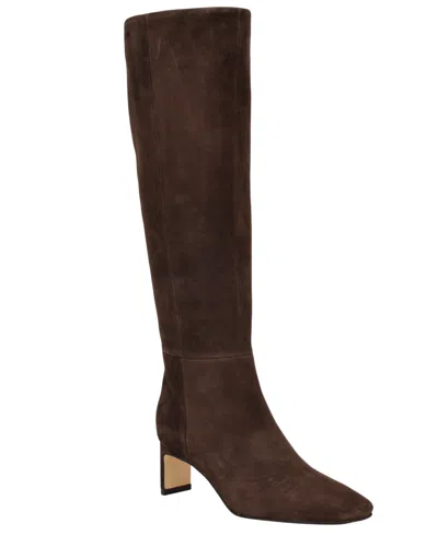 Calvin Klein Women's Caterine Tall Square Toe Boots In Brown
