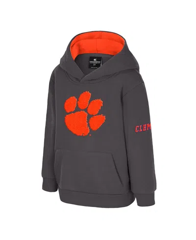 Colosseum Toddler Charcoal Clemson Tigers Big Logo Volume Fleece Pullover Hoodie In Gray