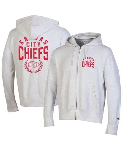 Champion Men's Heather Gray Kansas City Chiefs Reverse Weave Full-zip Hoodie In Gray