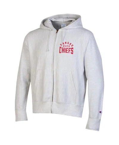 Champion Men's Heather Gray Kansas City Chiefs Reverse Weave Full-zip Hoodie In Gray