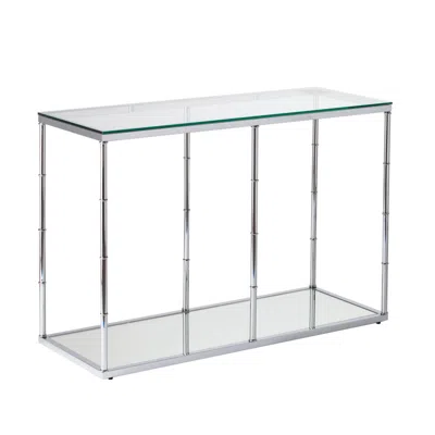Southern Enterprises Clarkesburg Glass Console Table With Mirrored Shelf In Silver